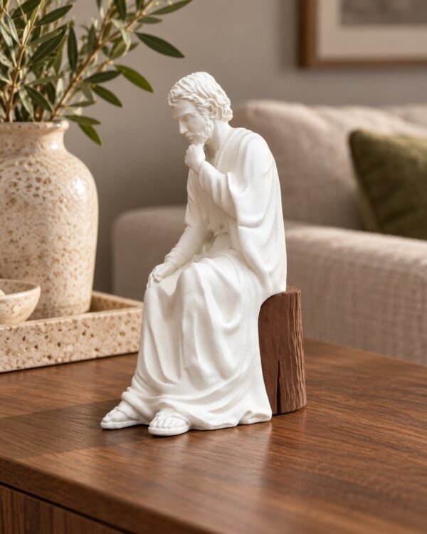 Figura de San José sobre un mueble del salón